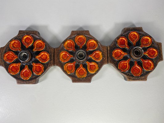 Mid-Century Fat Lava German Ceramic Wall Lamps, 1960s, Set of 3-DT-2026262