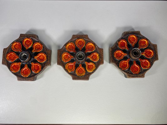 Mid-Century Fat Lava German Ceramic Wall Lamps, 1960s, Set of 3-DT-2026262