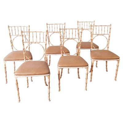 Mid-Century Faux Bamboo and Aluminium Dining Chairs, Set of 6-TDA-1376291