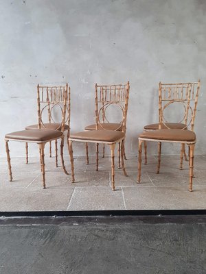 Mid-Century Faux Bamboo and Aluminium Dining Chairs, Set of 6-TDA-1376291