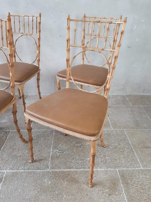 Mid-Century Faux Bamboo and Aluminium Dining Chairs, Set of 6-TDA-1376291