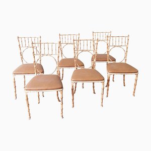 Mid-Century Faux Bamboo and Aluminium Dining Chairs, Set of 6-TDA-1376291