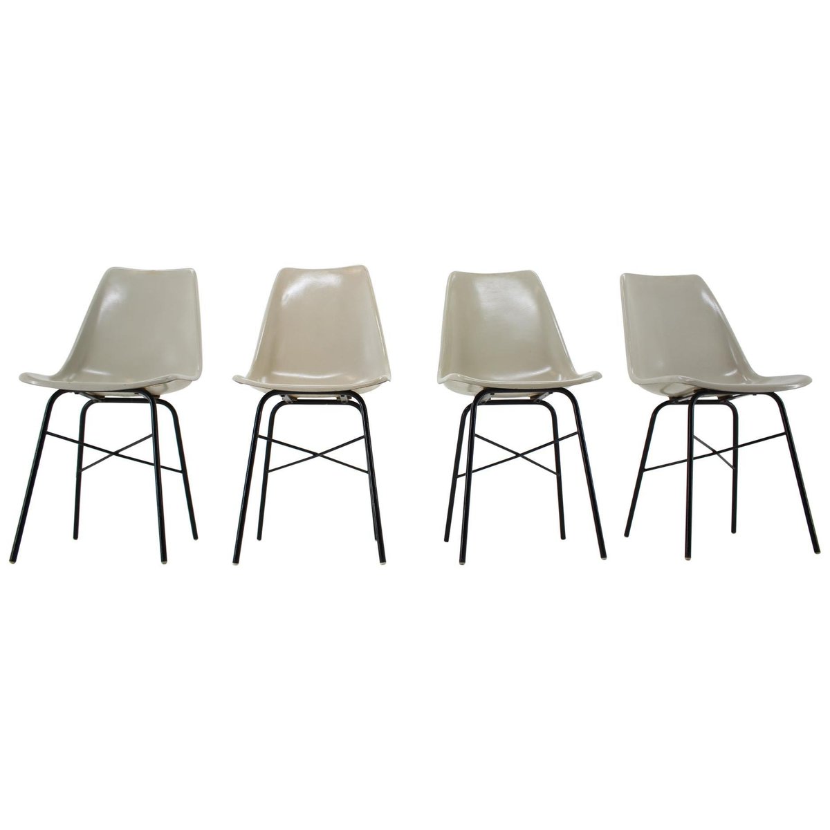 Mid-Century Fiberglass Dining Chairs, Czechoslovakia, 1960s, Set of 4