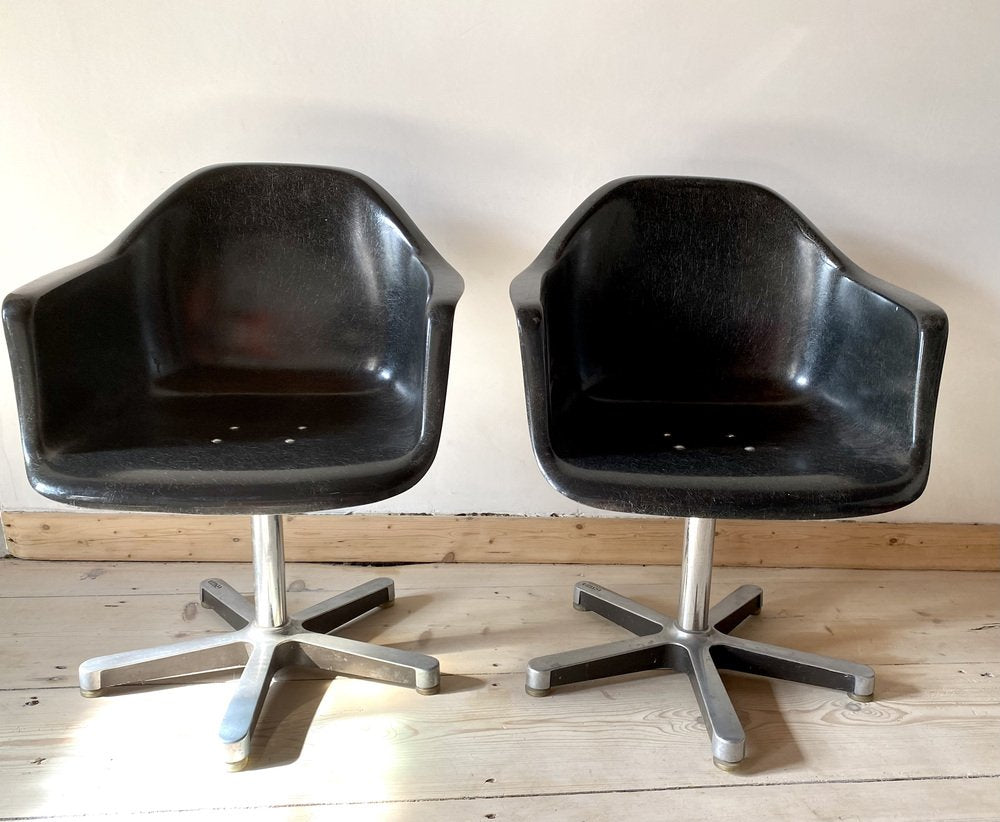 Mid-Century Fiberglass Lounge Chairs in Anthracite from Olymp, Set of 2