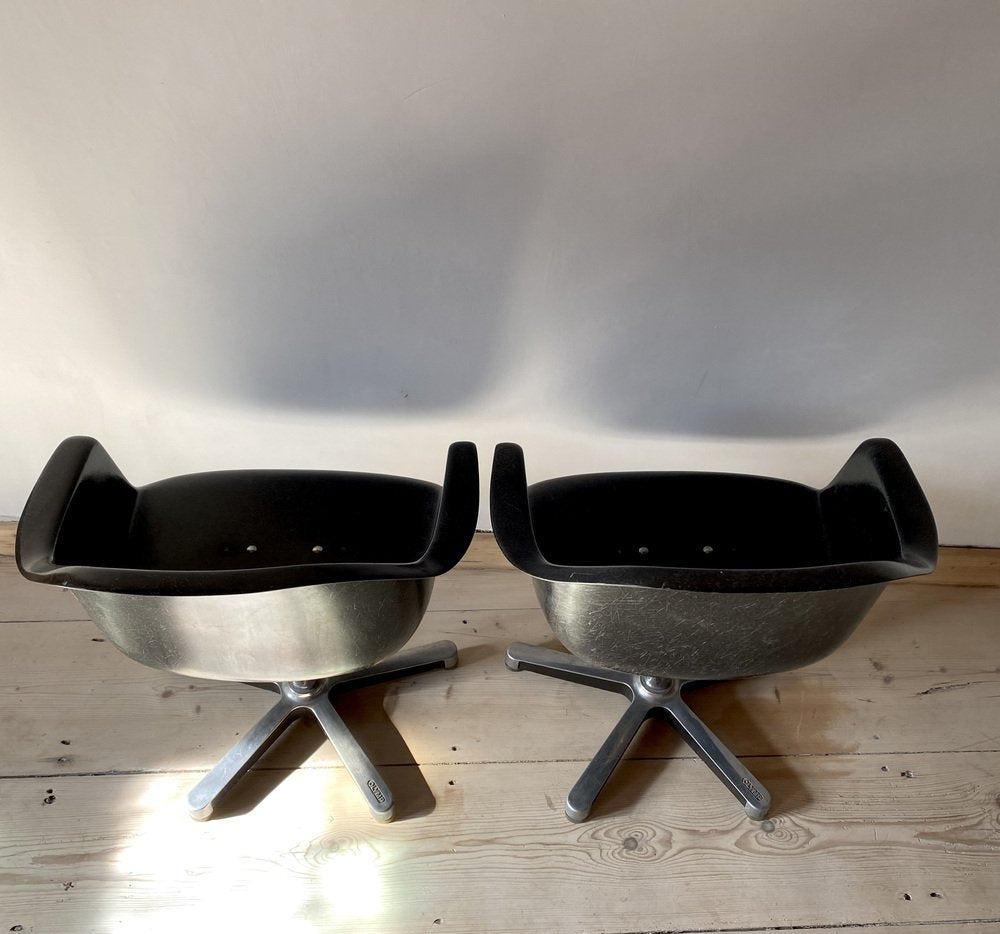 Mid-Century Fiberglass Lounge Chairs in Anthracite from Olymp, Set of 2