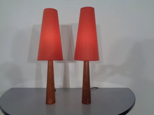 Mid-Century Filigree Danish Teak Table Lamps, 1950s, Set of 2-RDW-775299