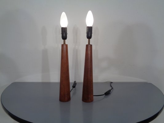 Mid-Century Filigree Danish Teak Table Lamps, 1950s, Set of 2-RDW-775299