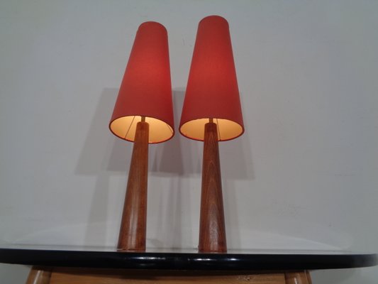 Mid-Century Filigree Danish Teak Table Lamps, 1950s, Set of 2-RDW-775299