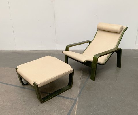 Mid-Century Finnish Pulkka Lounge Chair with Ottoman by Ilmari Lappalainen for Asko, Set of 2-UAH-1117778