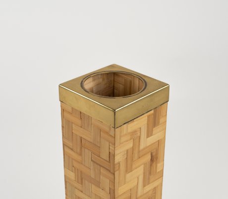 Mid-Century Floor Ashtray in Bamboo and Brass, Italy, 1970s-LYQ-1822412