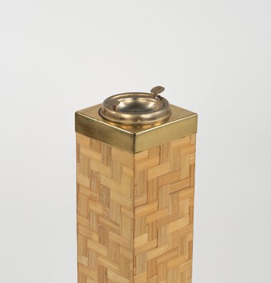 Mid-Century Floor Ashtray in Bamboo and Brass, Italy, 1970s-LYQ-1822412