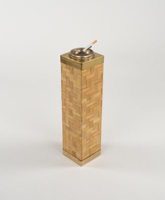 Mid-Century Floor Ashtray in Bamboo and Brass, Italy, 1970s-LYQ-1822412