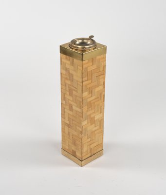 Mid-Century Floor Ashtray in Bamboo and Brass, Italy, 1970s-LYQ-1822412