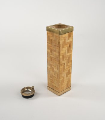 Mid-Century Floor Ashtray in Bamboo and Brass, Italy, 1970s-LYQ-1822412