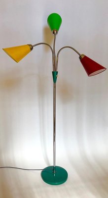 Mid-Century Floor Lamp with 3 Shades in Yellow, Green & Red from Lidokov, 1956-BAF-763516