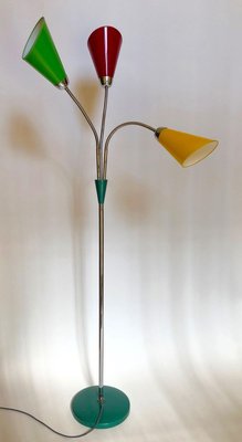 Mid-Century Floor Lamp with 3 Shades in Yellow, Green & Red from Lidokov, 1956-BAF-763516