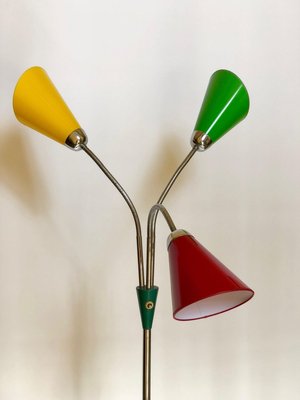 Mid-Century Floor Lamp with 3 Shades in Yellow, Green & Red from Lidokov, 1956-BAF-763516