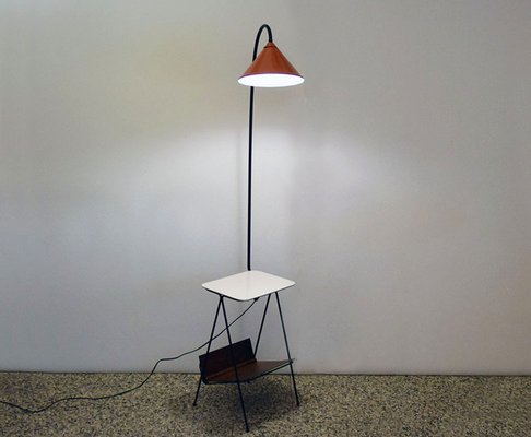 Mid-Century Floor Lamp with Attached Coffee Table and Magazine Rack, 1950s-HS-1787698