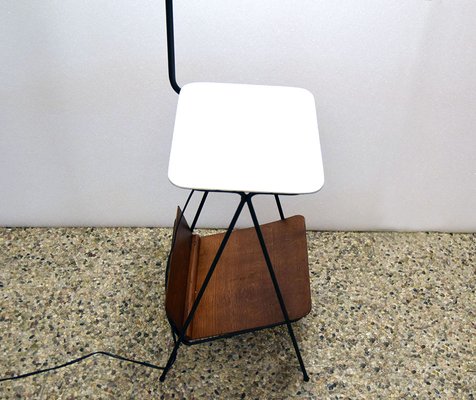 Mid-Century Floor Lamp with Attached Coffee Table and Magazine Rack, 1950s-HS-1787698