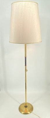 Mid-Century Floor Lamp with Brass Base and Fabric Shade by Bag Turgi, Switzerland, 1950s-CZ-2018260