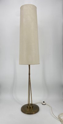 Mid-Century Floor Lamp with Brass Base and Fabric Shade, Germany, 1950s-CZ-2018291