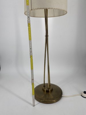 Mid-Century Floor Lamp with Brass Base and Fabric Shade, Germany, 1950s-CZ-2018291