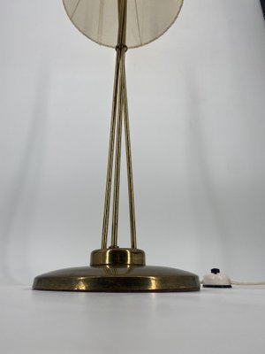 Mid-Century Floor Lamp with Brass Base and Fabric Shade, Germany, 1950s-CZ-2018291