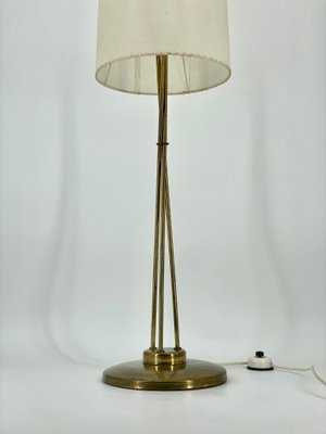 Mid-Century Floor Lamp with Brass Base and Fabric Shade, Germany, 1950s-CZ-2018291