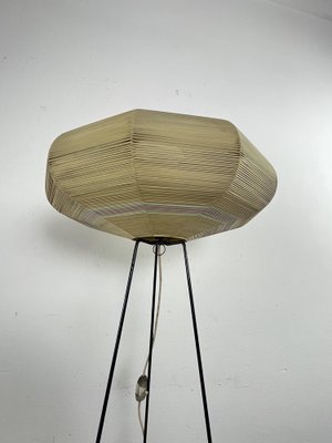 Mid-Century Floor Lamp with Raffia Shade, 1950s-YST-2040530