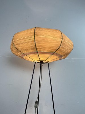 Mid-Century Floor Lamp with Raffia Shade, 1950s-YST-2040530