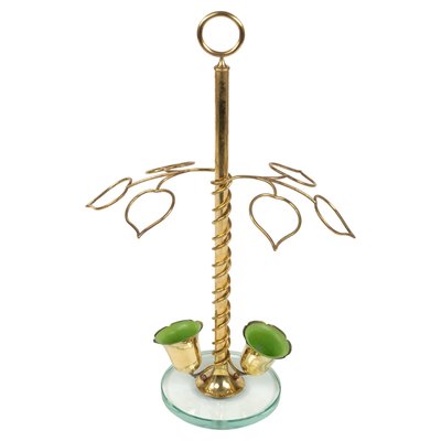 Mid-Century Flower Umbrella Stand in Glass and Brass in the style of Cristal Arte, Italy, 1960s-LYQ-2027450