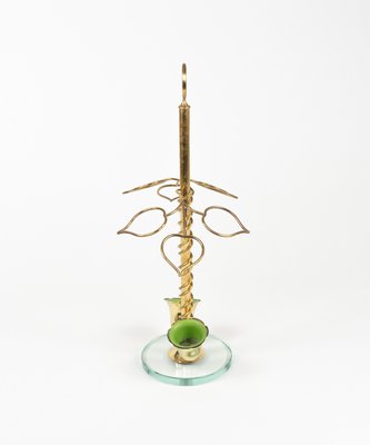 Mid-Century Flower Umbrella Stand in Glass and Brass in the style of Cristal Arte, Italy, 1960s-LYQ-2027450