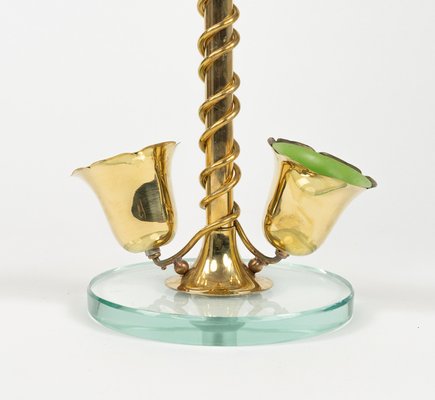 Mid-Century Flower Umbrella Stand in Glass and Brass in the style of Cristal Arte, Italy, 1960s-LYQ-2027450