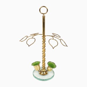 Mid-Century Flower Umbrella Stand in Glass and Brass in the style of Cristal Arte, Italy, 1960s-LYQ-2027450