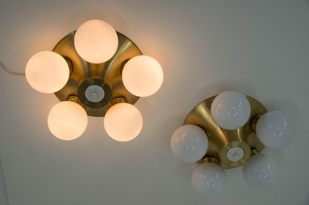 Mid-Century Flushmount or Wall Light from Elektroinstala Decin, 1970s, Set of 2-TZ-800351