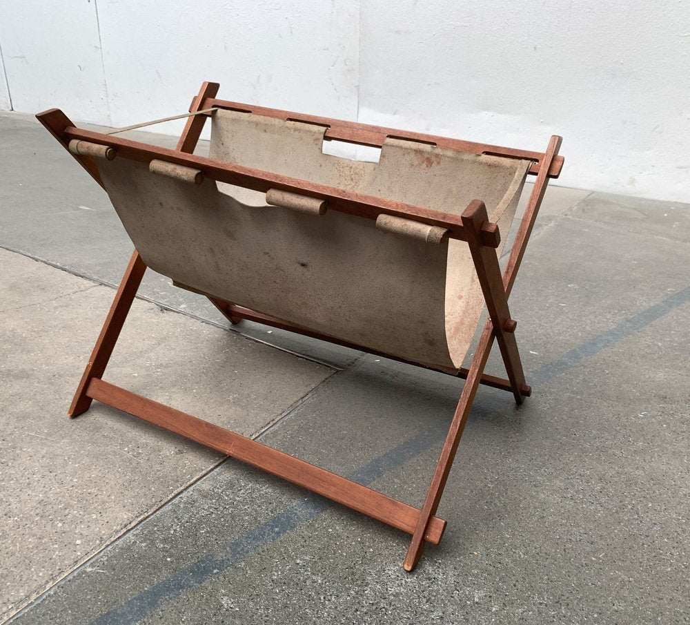 Mid-Century Foldable Magazine Holder in Teak, 1960s