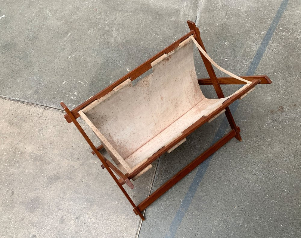 Mid-Century Foldable Magazine Holder in Teak, 1960s