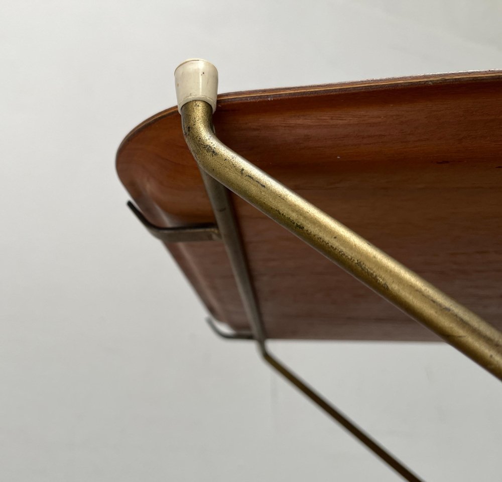 Mid-Century Foldable Teak and Metal Bar Trolley from Silva Denmark, 1960s