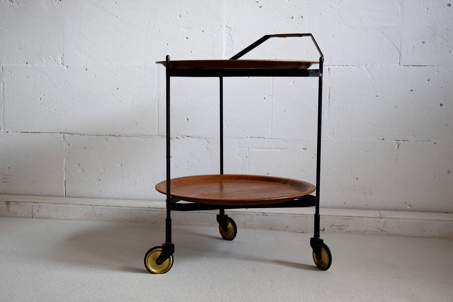 Mid-Century Foldable Teak Bar Trolley