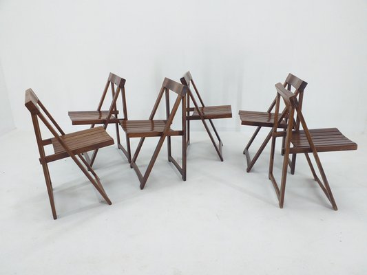 Mid-Century Folding Chairs by Aldo Jacober for Alberto Bazzani, 1960s, Set of 6-TZ-1092363