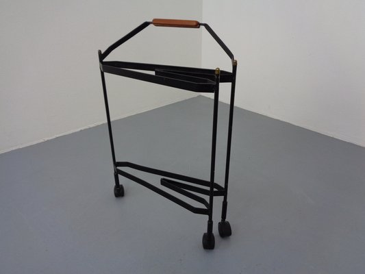 Mid-Century Folding Teak & Metal Serving Bar Cart, 1960s-RDW-1384703