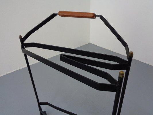 Mid-Century Folding Teak & Metal Serving Bar Cart, 1960s-RDW-1384703