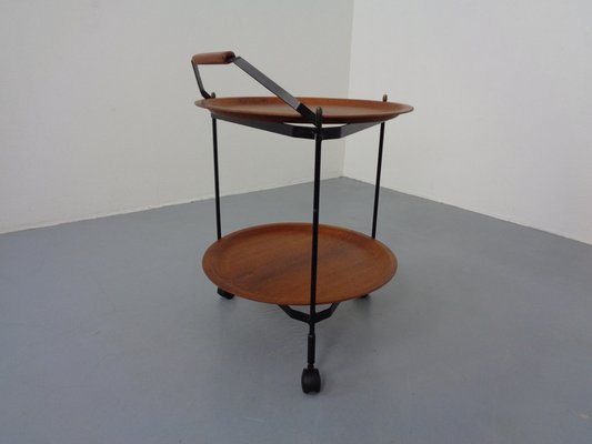 Mid-Century Folding Teak & Metal Serving Bar Cart, 1960s-RDW-1384703