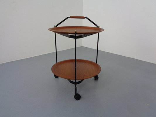 Mid-Century Folding Teak & Metal Serving Bar Cart, 1960s-RDW-1384703