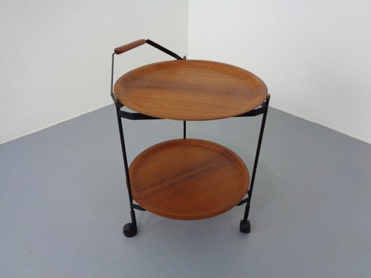 Mid-Century Folding Teak & Metal Serving Bar Cart, 1960s-RDW-1384703