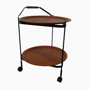 Mid-Century Folding Teak & Metal Serving Bar Cart, 1960s-RDW-1384703