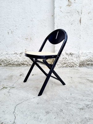 Mid-Century Folding Wooden Chair in the style of Achille Castiglioni, Italy, 1970s-PUG-1003725