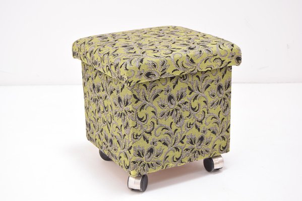 Mid-Century Footstool with Wheels, 1970s-TZ-982912