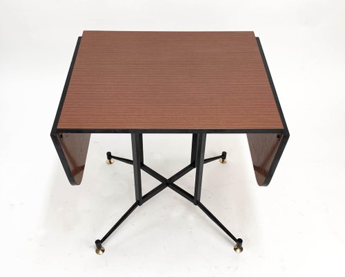 Mid-Century Formica Steel and Brass Table by Laminati Plastici for Gardella, Italy, 1950s-JDR-1126091