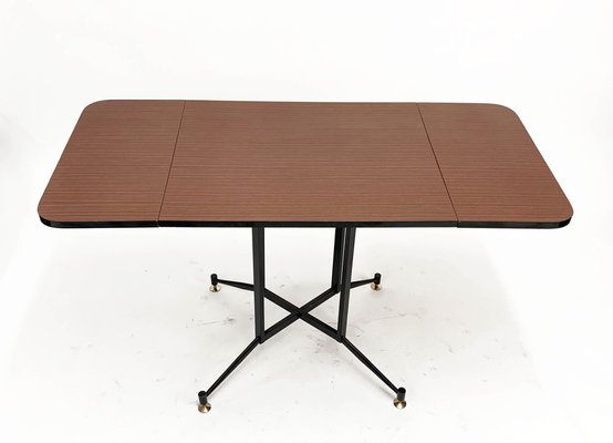 Mid-Century Formica Steel and Brass Table by Laminati Plastici for Gardella, Italy, 1950s-JDR-1126091